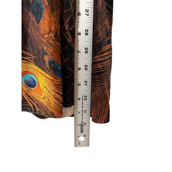 Givenchy Silk Midi Skirt Peacock Animal Print Ruffle Size 38 (6) Rare Luxury - Picture 6 of 9
